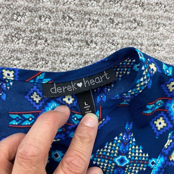 Derek Heart Mini Dress Short Jumper Women Size Large L Navy Blue Sleeveless - Picture 2 of 8